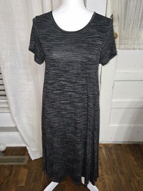 LuLaRoe Heathered Black Short Sleeve Midi Dress